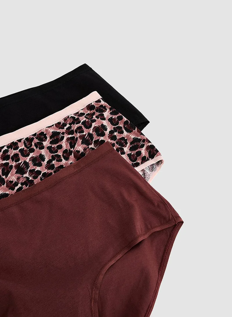 Penti Multicolour Penti Multicolour Leopard Patterned Crispy Leo 3-pack High Waist Panties Briefs for Women | Best Price UAE